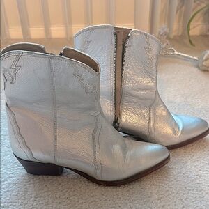 Silver Western Ankle Boots